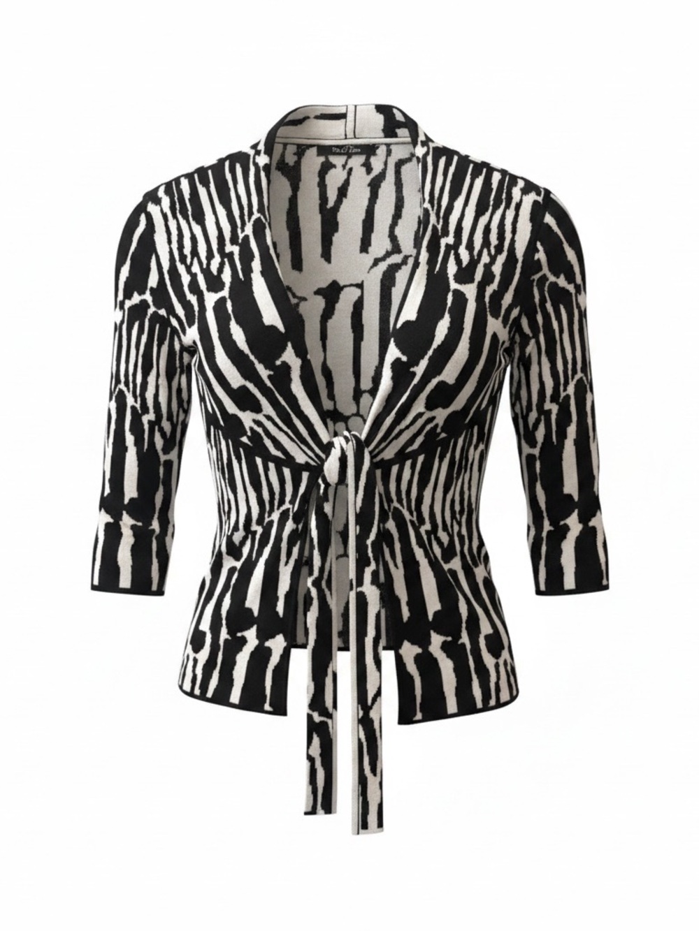 NIC+ZOE Black and White Tie-Front Cardigan Jacket